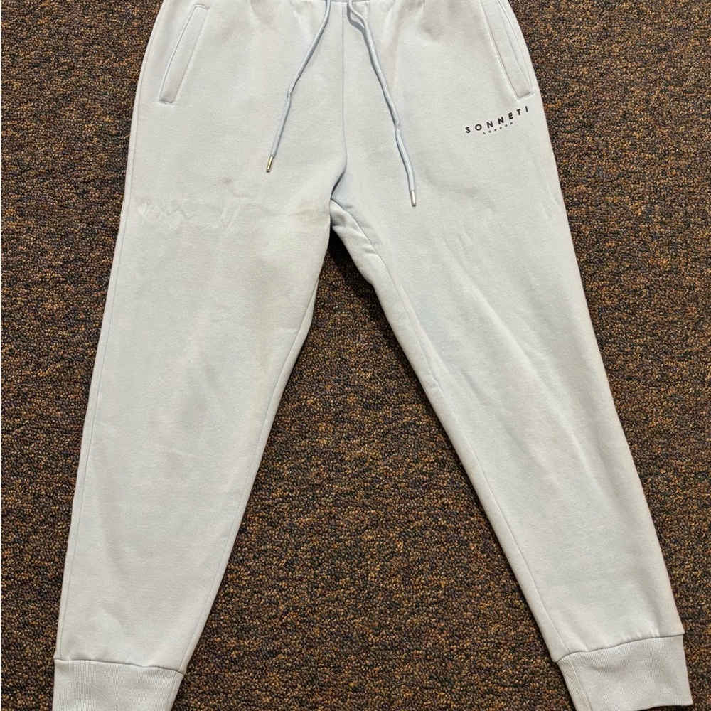 Sonnetti London Joggers Men’s Medium Light Blue Fleece Drawstring Elastic Waist